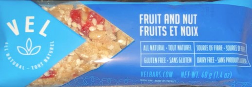 Vel - Fruit & Nut Bar 2.4 Oz  24/Pc