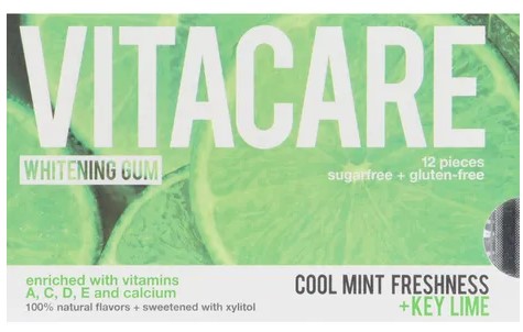 Vitacare - Gum,Whitening,Mint+Lime 12 Ct     TEMPORARILY UNAVAILABLE