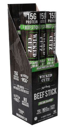 Wicked Cutz Beef Stick Volcanic Jalapeno 15g Protein 12 Stx