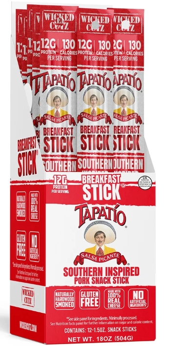 Wicked Cutz Tapatio, Salsa Picante 12g Protein Per Gluten Free Breakfast Stick 12 Stx