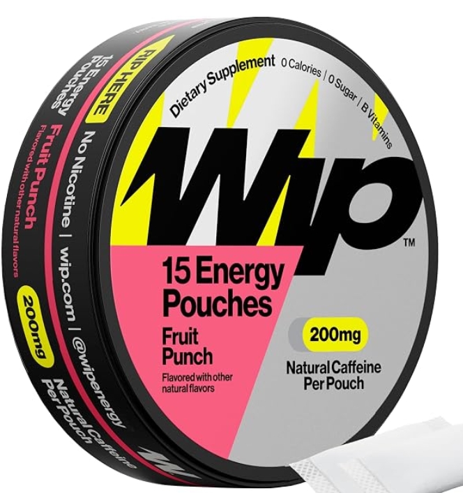 WIP - Energy Pouches 200mg Caffeine 10 Pouches (1 tin) Fruit Punch Flavor