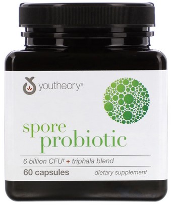 Youtheory Spore Probiotic Advanced - 6 Billion CFU+Triphala Blend 60 capsule