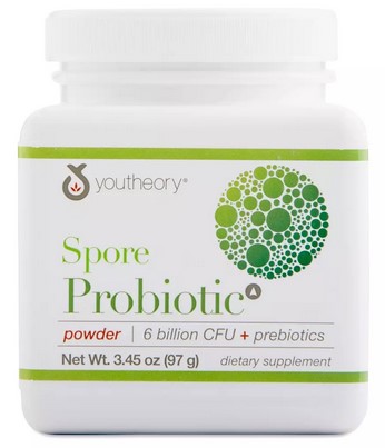 Youtheory Spore Probiotic Powder Advanced - 6 Billion CFU + Prebiotics 3.45 ounce