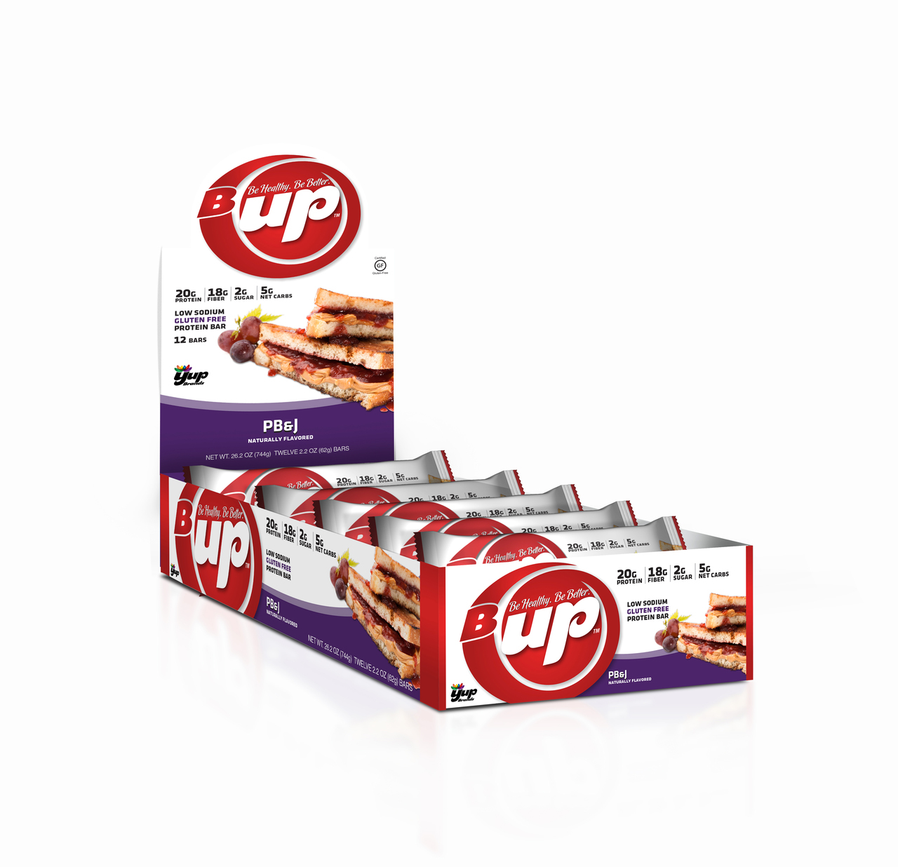 YUP B-Up Protein Bar PB&J 12 count 2.2oz each TEMPORARELY UNAVAILABLE