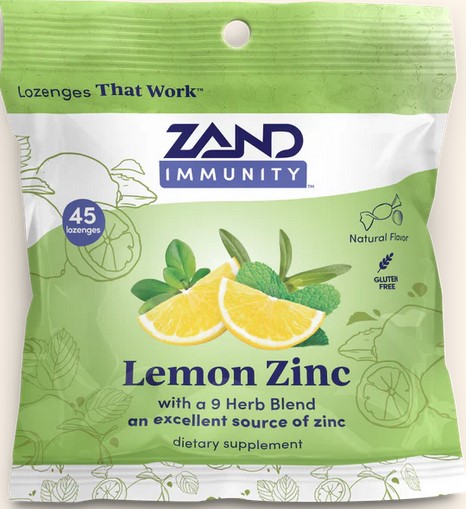 Zand Herbal Lemon Zinc Lozenge Lemon 45 Lozenge
