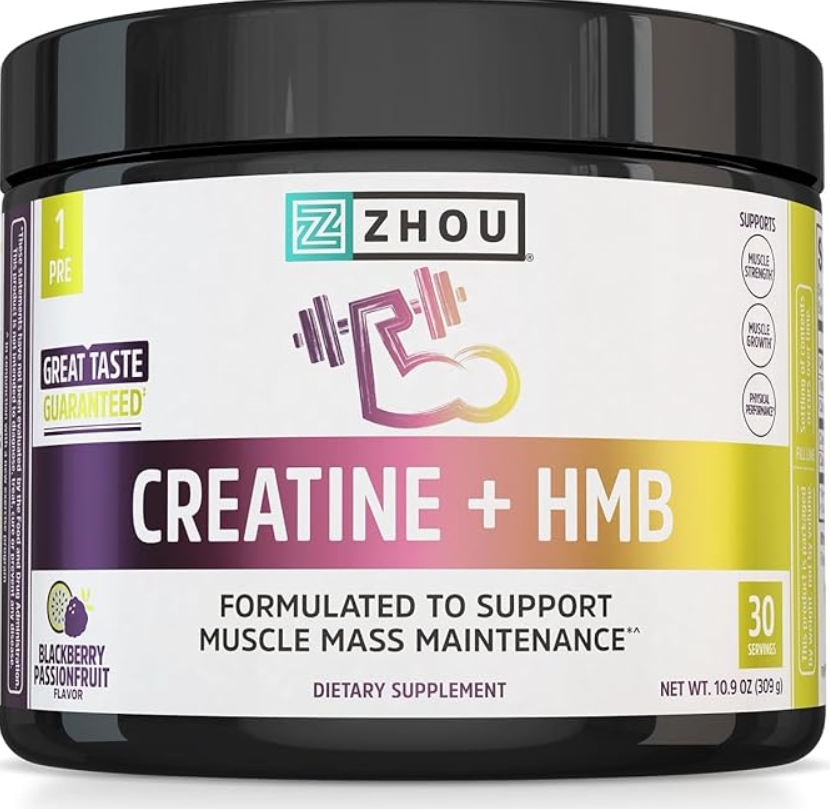 Zhou Creatine + HMB 30 Servings Blackberry Passionfruit /flavor 309g