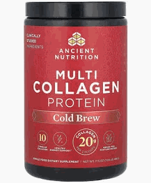  Ancient Nutrition - Dr. Axe Multi-Collagen Protein 1Lb 40 Servings Cold Brew