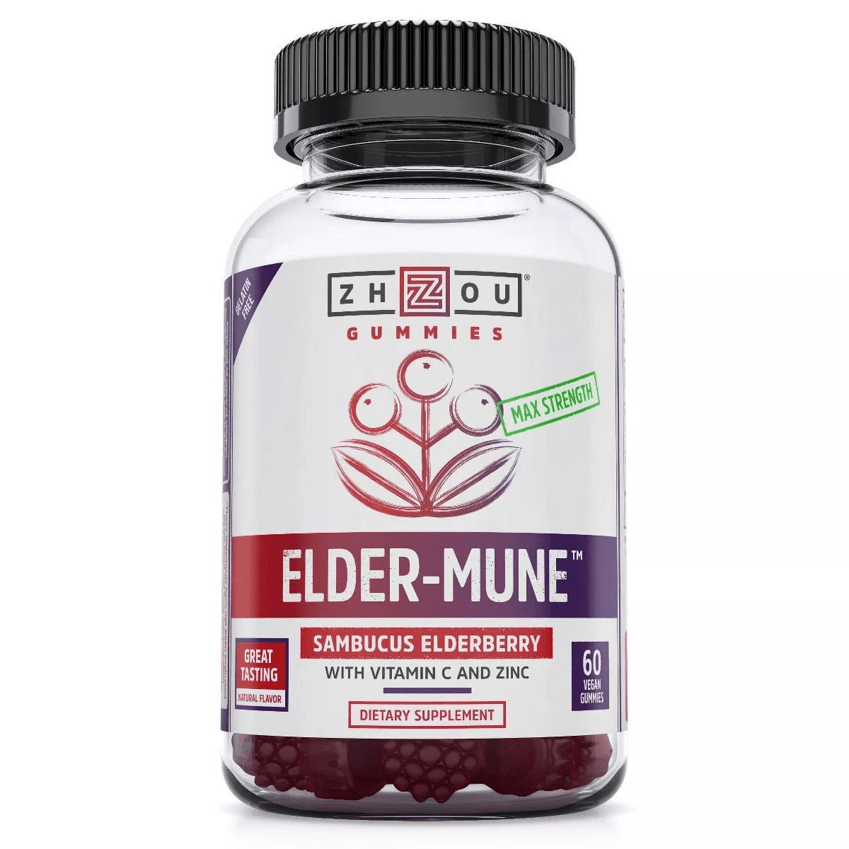 Zhou Elder-Mune Vegan Gummies - Elderberry - 60ct