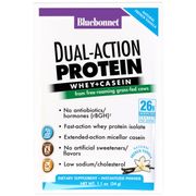100% Natural Dual Action Protein Powder, Natural French Vanilla Flavor, 1.1 oz x 8 Packets, Bluebonnet Nutrition