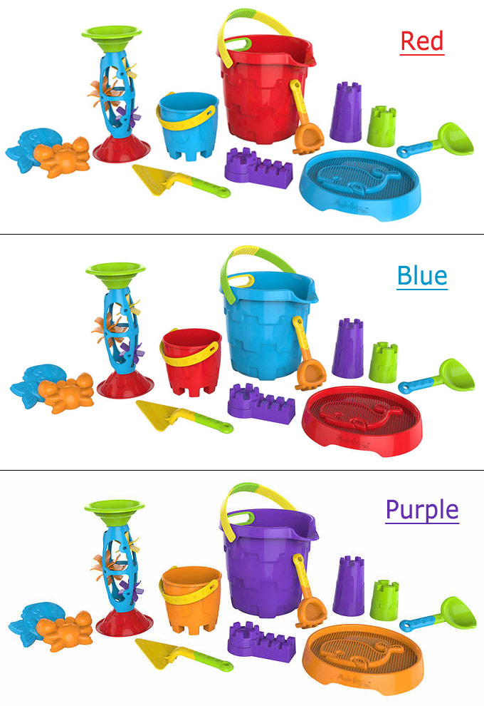 14 Piece Bucket Playset for Sand & Water Fun, for Ages 2+ Years, 1 Set