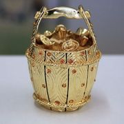 A Bucket of Gold Ingot Gilt Jewelry Gift Box with Fine Crystals