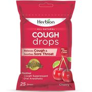 All Natural Cough Drops - Cherry, Value Size, 25 Drops, Herbion