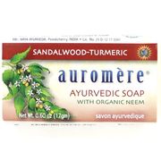 Ayurvedic Bar Soap Travel Size, Sandalwood Tumeric, 0.6 oz, Auromere