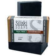 Bar Soap - Tea Tree & Cedarwood with Activated Charcoal, 4.5 oz, Siliski Soaps