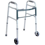 BodyMed Aluminum Two-Button Folding Walker with 5" Wheels, ZZRWAL01