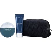 Bvlgari Aqua Edt Spray & Aftershave Balm & Pouch for Men, 3.4 oz & 3.4 oz
