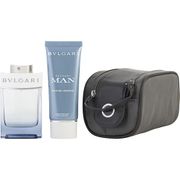Bvlgari Man Glacial Essence Eau De Parfum Spray & Aftershave Balm & Pouch for Men, 3.4 oz & 3.4 oz