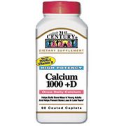 Calcium 1000 + D 90 Coated Caplets, 21st Century Health Care