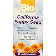 California Poppy Seed 500 mg, 60 Vegetarian Capsules, Bio Nutrition Inc.
