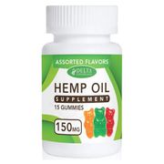 CBD Infused Gummy Bears, Hemp Oil Supplement, Assorted Flavors, 15 Gummies, Delta Botanicals