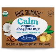 Calm Organic Chai Latte Mix with Reishi Mushroom, Caffeine Free, 10 Packets, Four Sigmatic