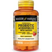 Chewable Acidophilus with Bifidus, Strawberry Flavor, 100 Wafers, Mason Natural