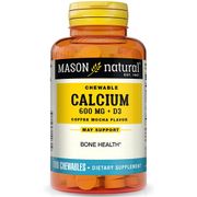 Chewable Calcium 600 with Vitamin D, Coffee Mocha Flavor, 100 Tablets, Mason Natural