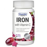 Chewable Iron with Vitamin C for Adults, Grape Flavor, 60 Jellies, Yum-V's Complete