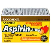 Children's Chewable Aspirin 81 mg, Orange Flavor, 36 Tablets, GoodSense