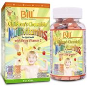 Children's Chewable Multivitamins with Extra Vitamin C, Orange & Grape Flavours, 90 Tablets, Bill Natural Sources