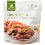 Classic Fajita Simmer Sauce for Beef or Chicken, 8 oz, Simply Organic
