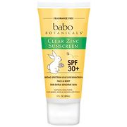 Clear Zinc Sunscreen SPF 30+, Fragrance Free, 3 oz, Babo Botanicals