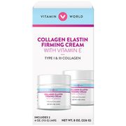 Collagen Elastin Firming Cream with Vitamin E, 4 oz x 2 Jars, Vitamin World