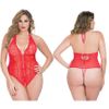 Crotchless Lace Teddy with Rhinestone Detail, Red, Queen Size