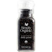 Daily Grind, Whole Black Peppercorns with Adjustable Grinder Cap, 2.65 oz, Simply Organic