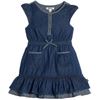 Girls' Dress, 100% Cotton, Dark Blue Denim