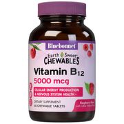 EarthSweet Chewables Vitamin B12 5000 mcg, Raspberry Flavor, 60 Chewable Tablets, Bluebonnet Nutrition