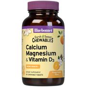 EarthSweet Chewables Calcium Magnesium & Vitamin D3, Orange Vanilla Flavor, 90 Chewable Tablets, Bluebonnet Nutrition