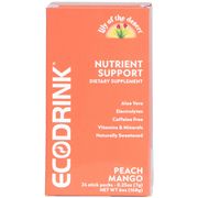 EcoDrink Nutrient Support Drink Mix - Peach Mango, 24 Stick Packs, Lily of the Desert Nutrition