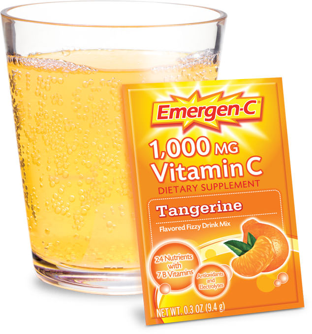 EmergenC Tangerine Fizzy Drink Mix, Vitamin C 1000 mg, 30 Packets