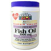 Fish Oil 1000 mg Omega-3 300 Softgels, 21st Century Health Care