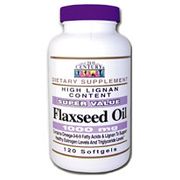 Flaxseed Oil 1000 mg 120 Softgels, 21st Century Health Care