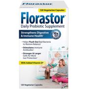 Florastor Daily Probiotic Supplement with Vitamin D3, 120 Vegetarian Capsules