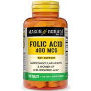 Folic Acid 400 mcg, 100 Tablets, Mason Natural