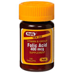 Folic Acid 400 mcg, 100 Tablets, Watson Rugby
