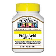 Folic Acid 400 mcg 250 Tablets, 21st Century Health Care