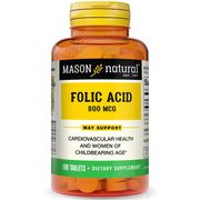 Folic Acid 800 mcg, 100 Tablets, Mason Natural