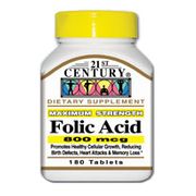 Folic Acid 800 mcg 180 Tablets, 21st Century Health Care