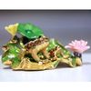 Frogs on Lotus Leaves Gilt Jewelry Gift Box with Fine Crystals