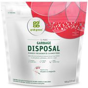 Garbage Disposal Powder Freshener & Cleaner Pods, Red Pear with Magnolia, 12 Pods, 5.9 oz (168 g), Grab Green